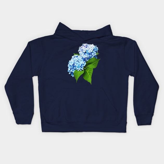 Hydrangeas - Blue Hydrangea Profile Kids Hoodie by SusanSavad